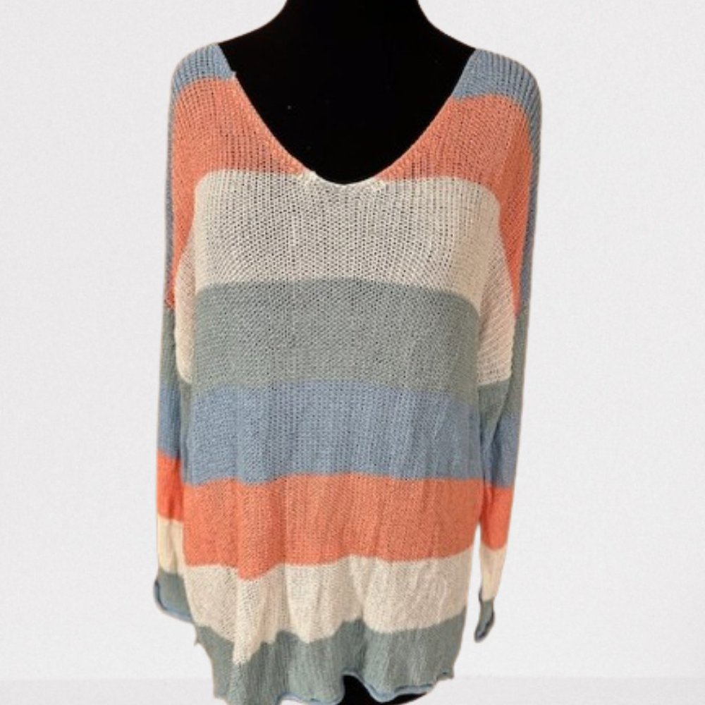 Davi & Dani Pastel Color Block Knit Sweater 4058 … - image 1